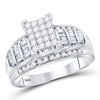 14k White Gold Princess Diamond Cluster Bridal Wedding Engagement Ring 1 Cttw