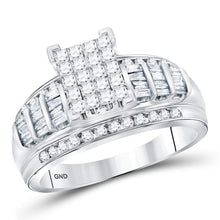  14k White Gold Princess Diamond Cluster Bridal Wedding Engagement Ring 1 Cttw