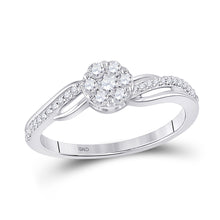  14k White Gold Womens Round Diamond Flower Cluster Ring 1/3 Cttw