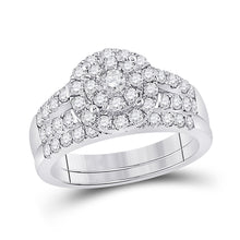  14k White Gold Round Diamond Bridal Wedding Ring Band Set 1 Cttw