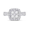 14k White Gold Round Diamond Cluster Bridal Wedding Engagement Ring 1-1/4 Cttw