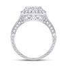 14k White Gold Round Diamond Cluster Bridal Wedding Engagement Ring 1-1/4 Cttw