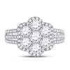 14k White Gold Round Diamond Cluster Bridal Wedding Engagement Ring 1-3/4 Cttw