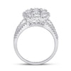 14k White Gold Round Diamond Cluster Bridal Wedding Engagement Ring 1-3/4 Cttw