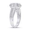 14k White Gold Round Diamond Cluster Bridal Wedding Engagement Ring 1-3/4 Cttw