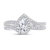 14k White Gold Pear Diamond Halo Bridal Wedding Engagement Ring 1 Cttw