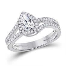  14k White Gold Pear Diamond Halo Bridal Wedding Engagement Ring 1 Cttw