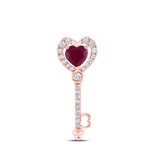  10k Rose Gold Womens Heart Ruby Heart Pendant 5/8 Cttw