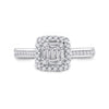 14k White Gold Baguette Diamond Cluster Bridal Wedding Engagement Ring 1/2 Cttw