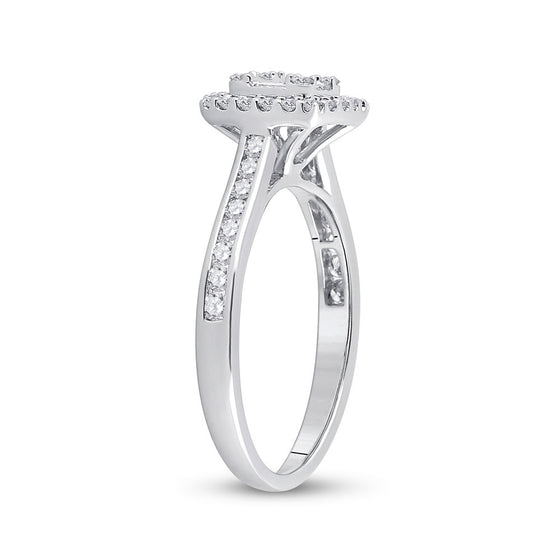 14k White Gold Baguette Diamond Cluster Bridal Wedding Engagement Ring 1/2 Cttw