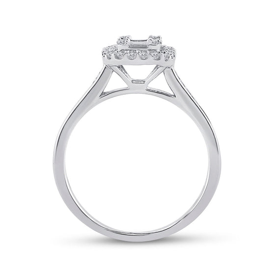 14k White Gold Baguette Diamond Cluster Bridal Wedding Engagement Ring 1/2 Cttw
