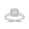 14k White Gold Baguette Diamond Cluster Bridal Wedding Engagement Ring 1/2 Cttw