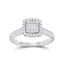 14k White Gold Baguette Diamond Cluster Bridal Wedding Engagement Ring 1/2 Cttw