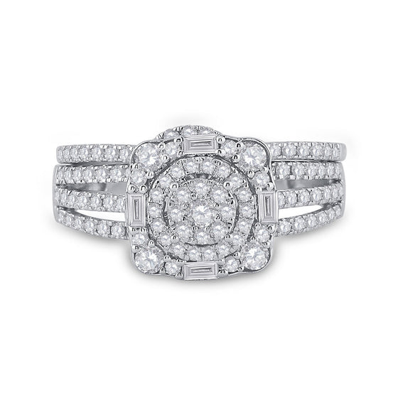 14k White Gold Round Diamond Bridal Wedding Ring Band Set 1 Cttw
