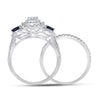 14k White Gold Princess Diamond Bridal Wedding Ring Band Set 7/8 Cttw