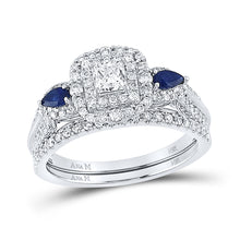  14k White Gold Princess Diamond Bridal Wedding Ring Band Set 7/8 Cttw