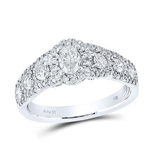  14k White Gold Oval Diamond Halo Bridal Wedding Engagement Ring 1-1/5 Cttw