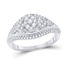  10k White Gold Round Diamond Cluster 3-stone Bridal Wedding Engagement Ring 1/2 Cttw