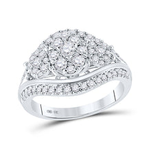  10k White Gold Round Diamond Cluster Bridal Wedding Engagement Ring 1 Cttw
