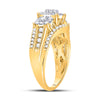 10k Yellow Gold Womens Round Diamond Cluster 3-stone Ring 1 Cttw