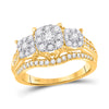10k Yellow Gold Womens Round Diamond Cluster 3-stone Ring 1 Cttw