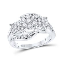  10k White Gold Round Diamond Cluster Bridal Wedding Engagement Ring 1 Cttw