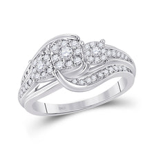  10k White Gold Round Diamond Cluster Bridal Wedding Engagement Ring 1/2 Cttw