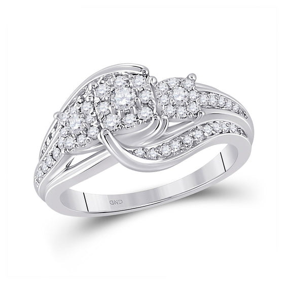 10k White Gold Round Diamond Cluster Bridal Wedding Engagement Ring 1/2 Cttw