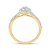 10k Yellow Gold Womens Round Diamond Oval Cluster Ring 1/2 Cttw