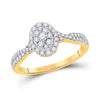 10k Yellow Gold Womens Round Diamond Oval Cluster Ring 1/2 Cttw
