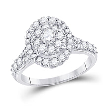 10k White Gold Round Diamond Oval Bridal Wedding Engagement Ring 1-1/5 Cttw