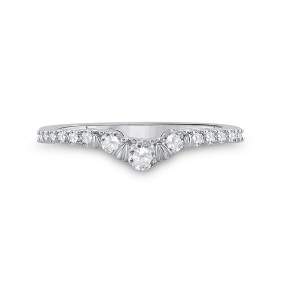 10k White Gold Womens Round Diamond Wedding Solitaire Enhancer Band 1/3 Cttw