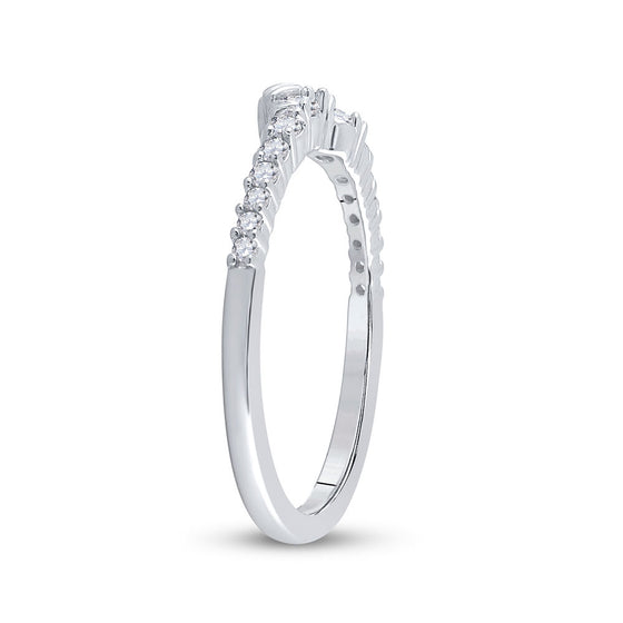 10k White Gold Womens Round Diamond Wedding Solitaire Enhancer Band 1/3 Cttw