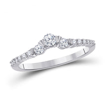  10k White Gold Womens Round Diamond Wedding Solitaire Enhancer Band 1/3 Cttw