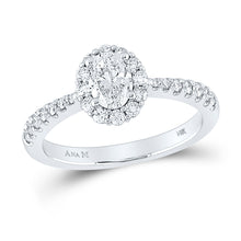  14k White Gold Oval Diamond Halo Bridal Wedding Engagement Ring 1 Cttw