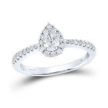  14k White Gold Pear Diamond Halo Bridal Wedding Engagement Ring 3/4 Cttw
