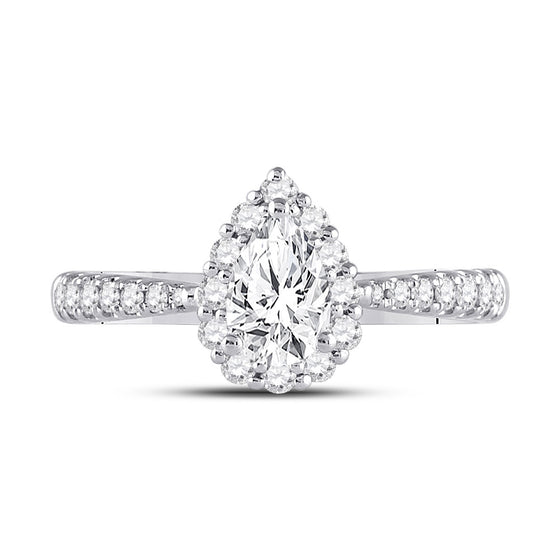 14k White Gold Pear Diamond Solitaire Bridal Wedding Engagement Ring 1 Cttw