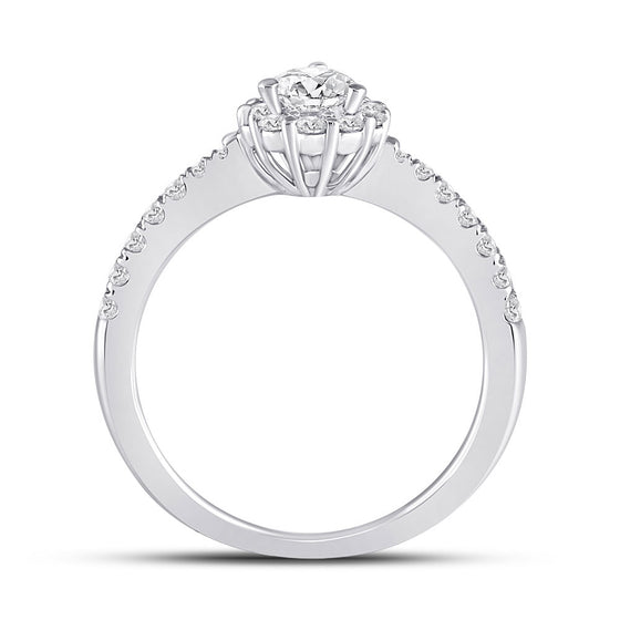 14k White Gold Pear Diamond Solitaire Bridal Wedding Engagement Ring 1 Cttw