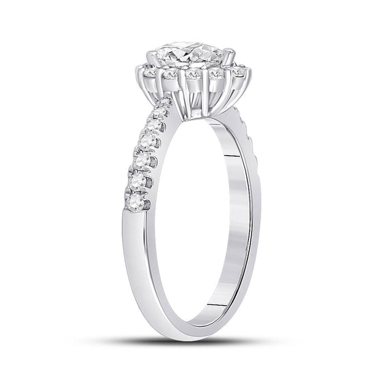 14k White Gold Pear Diamond Solitaire Bridal Wedding Engagement Ring 1 Cttw