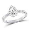 14k White Gold Pear Diamond Solitaire Bridal Wedding Engagement Ring 1 Cttw