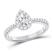  14k White Gold Pear Diamond Solitaire Bridal Wedding Engagement Ring 1 Cttw