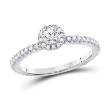  14k White Gold Round Diamond Halo Bridal Wedding Engagement Ring 1/2 Cttw