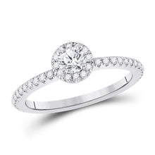  14k White Gold Round Diamond Halo Bridal Wedding Engagement Ring 5/8 Cttw