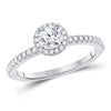 14k White Gold Round Diamond Halo Bridal Wedding Engagement Ring 7/8 Cttw