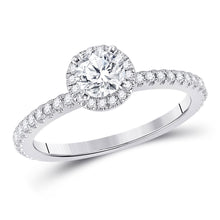 14k White Gold Round Diamond Halo Bridal Wedding Engagement Ring 7/8 Cttw