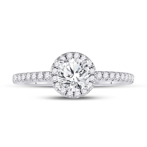 14k White Gold Round Diamond Halo Bridal Wedding Engagement Ring 1 Cttw