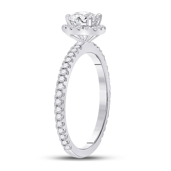 14k White Gold Round Diamond Halo Bridal Wedding Engagement Ring 1 Cttw