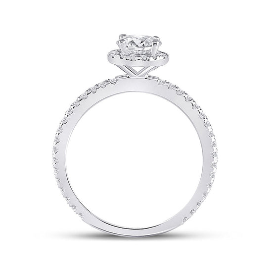 14k White Gold Round Diamond Halo Bridal Wedding Engagement Ring 1 Cttw