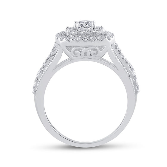 14k White Gold Round Diamond Bridal Wedding Ring Band Set 1-1/2 Cttw