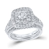 14k White Gold Round Diamond Bridal Wedding Ring Band Set 1-1/2 Cttw